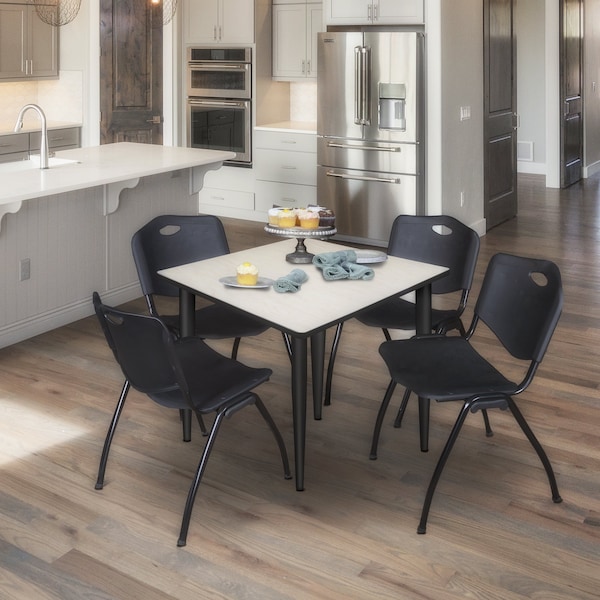 Regency Kahlo Square Table & Chair Sets, 48 W, 48 L, 29 H, Wood, Metal, Plastic Top, Maple TPL4848PLBK47BK - main
